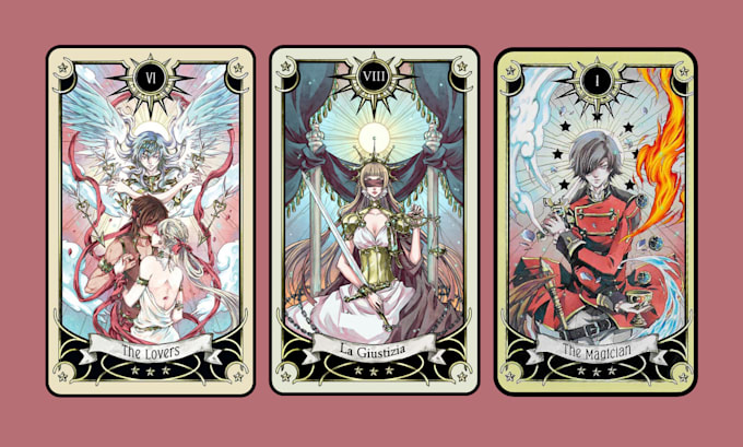 Gig Preview - Draw custom tarot card, playing card, graphics card board game, digital art