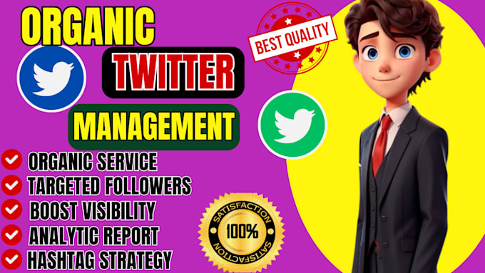 Gig Preview - Do twitter marketing manually for real organic followers growth