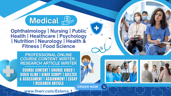 Gig Preview - Create online course content on medical nursing health, workbook course slides