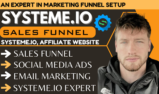 Gig Preview - Systeme io sales funnel, systeme io landing page, systeme io affliate website