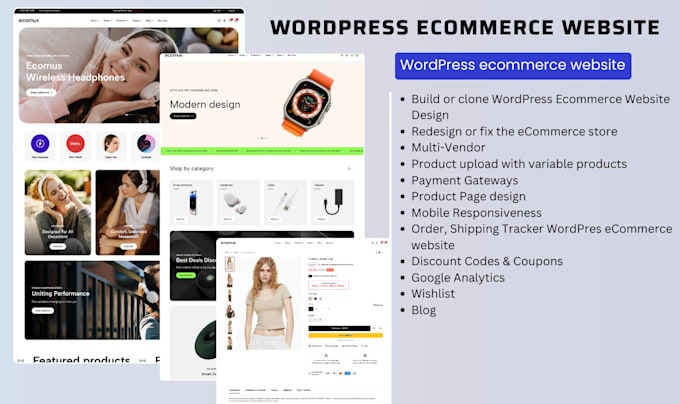 Gig Preview - Wordpress ecommerce website ecommerce wordpress website design ecommerce website