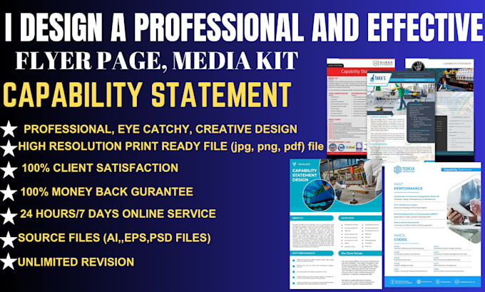 Bestseller - design urgent business page flyer, one sheet, media kit, capability statement