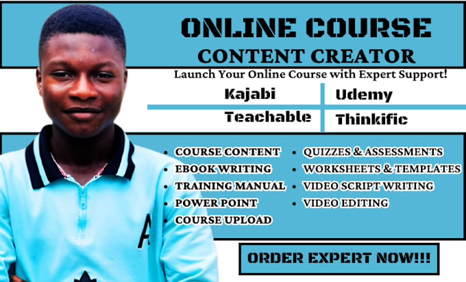 Gig Preview - Create online course content training manual course curriculum content creation