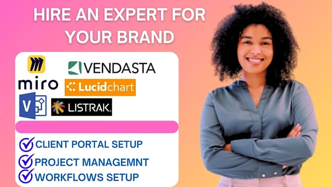 Gig Preview - Setup client portal saas on miro vendasta listrak visio lucidchart hunter io