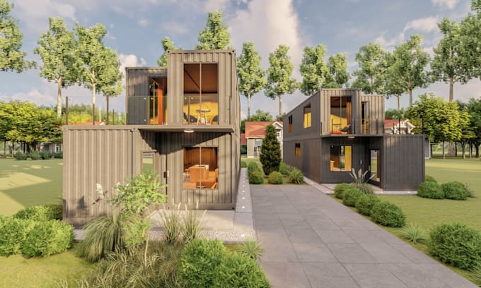 Gig Preview - Plan 3d shipping container home design tiny house modular shop restaurant hotel