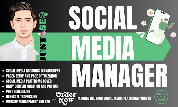 Gig Preview - Be your social media manager and personal assistant for your brand