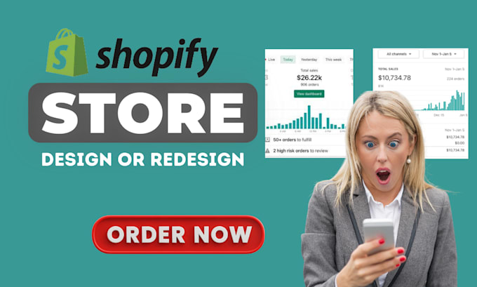 Gig Preview - Design, redesign shopify store or shopify dropshipping website