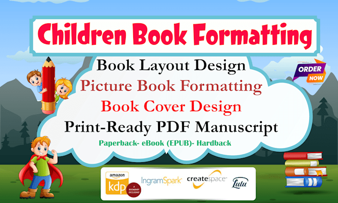 Gig Preview - Children book formatting for amazon kdp paperback or kindle ebook formatting