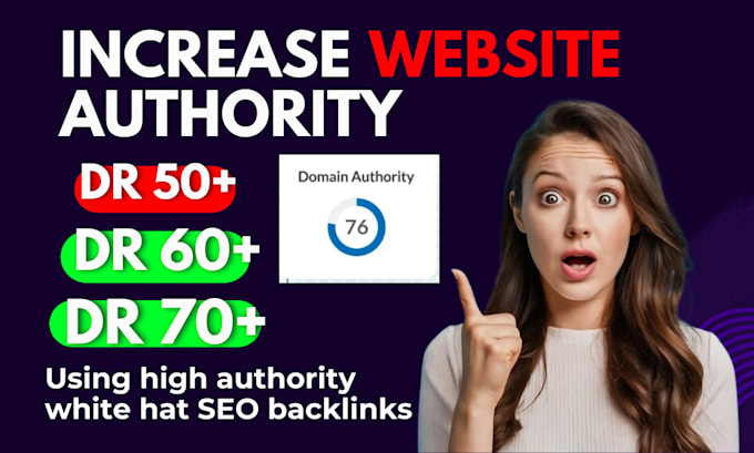 Gig Preview - Increase ahrefs domain rating dr 70 using high authority white hat SEO backlinks