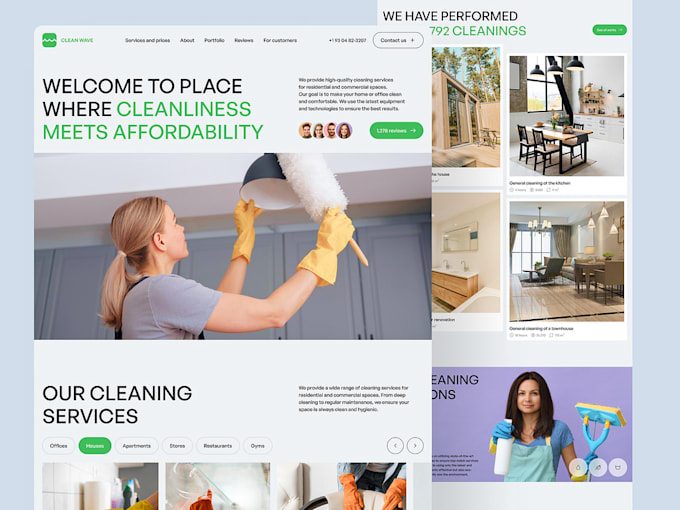 Gig Preview - Build cleaning services website for house, office cleaning