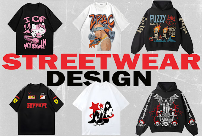 Gig Preview - Design grunge streetwear or your merch, hoodie, and tshirt