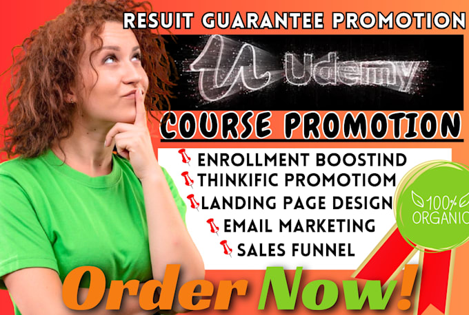 Gig Preview - Do udemy course promotion, elearning, thinkific, kajabi online course promotion