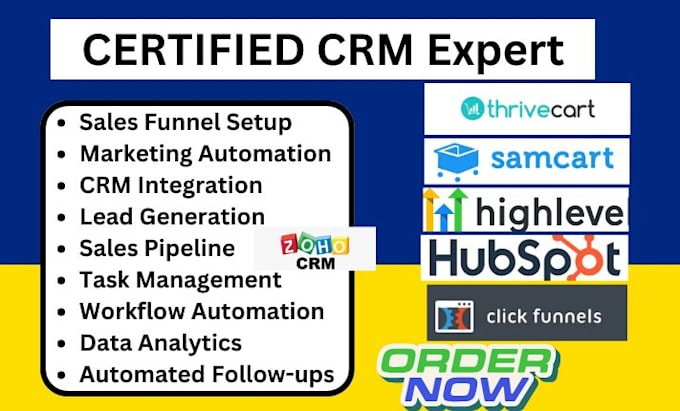 Bestseller - setup gohighlevel thrivecart samcart hubspot zoho flowtrack katra crm automation