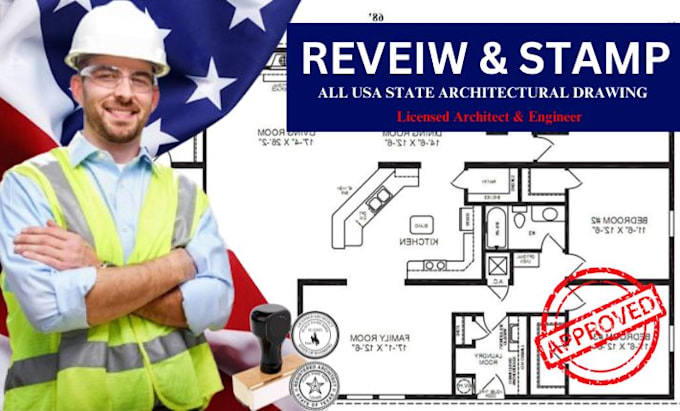 Gig Preview - Licensed architect, stamp review sign USA architectural drawings for city permit