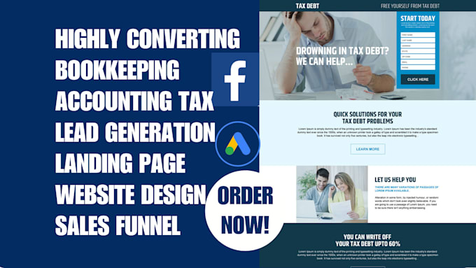 Gig Preview - Generate exclusive tax bookkeeping accounting lead landing page website design