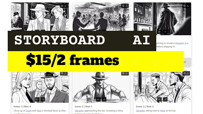 Gig Preview - Create a professional storyboard for your script with ai