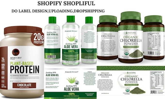 Gig Preview - Do supliful shopify label design shopiful product upload supplement label design