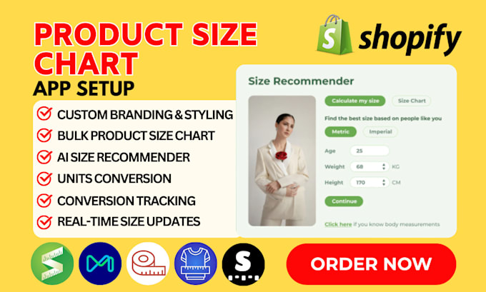 Gig Preview - Setup shopify store size chart kiwi mage bf smart ultimate esc ga lim snake app