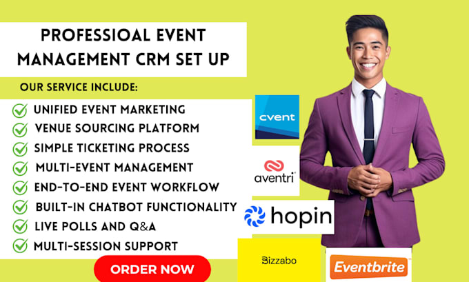 Gig Preview - Setup event management automation cvent eventbrite bizzabo aventri hopin crm