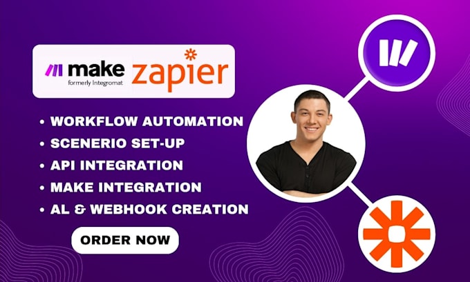 Gig Preview - Do make com automation, make com, made com, make automation zapier integromat