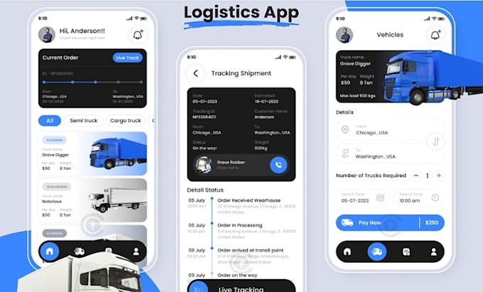 Gig Preview - Develop logistic app, truck booking, tracking app, driver app with admin panel