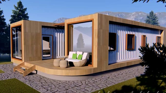 Gig Preview - Design 3d shipping container homes tiny houses, modular house, shops, restaurant