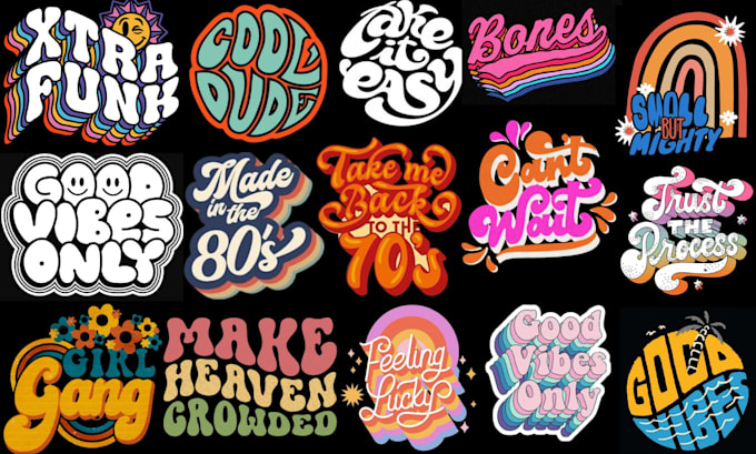 Gig Preview - Do 70s retro hippie psychedelic funky font typography stripe logo