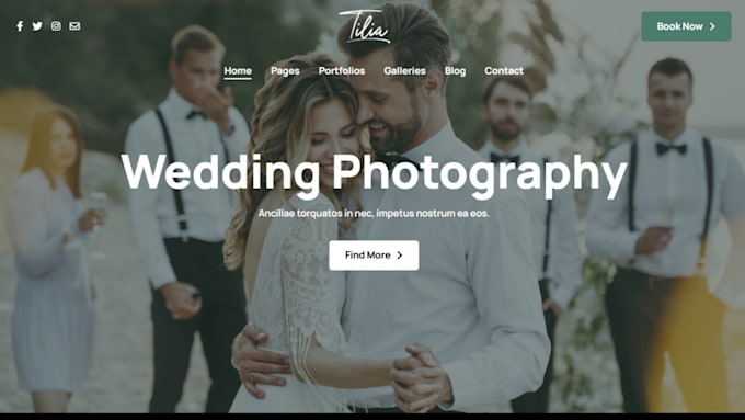 Gig Preview - Design photography website portfolio wedding booking website on wix, squarespace