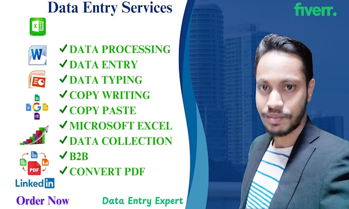 Gig Preview - Do data entry, data typing, copy paste, copy writing, data collection, b2b