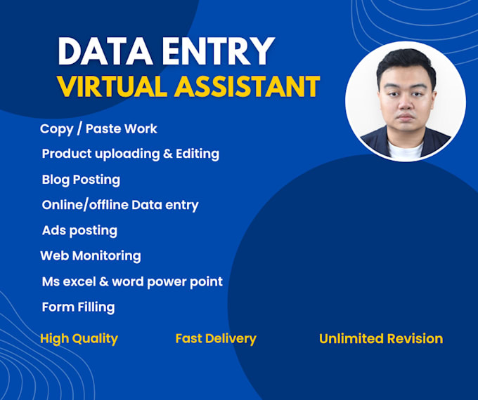 Gig Preview - Data entry or work as your virtual assistant