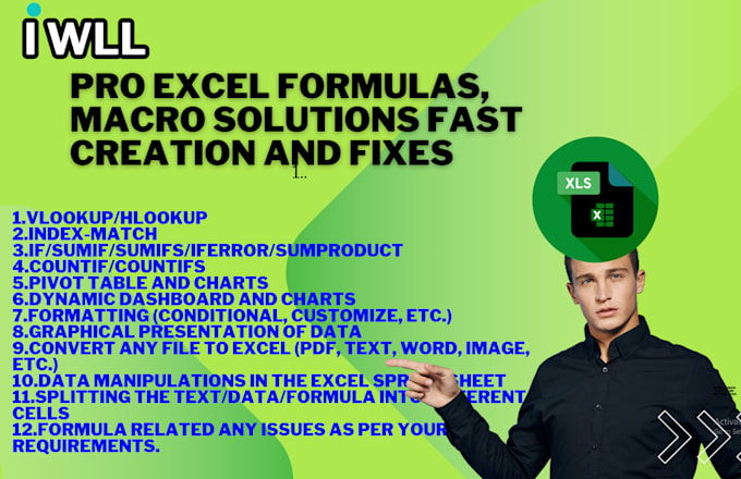 Gig Preview - Pro excel formulas, macro solutions fast creation and fixes