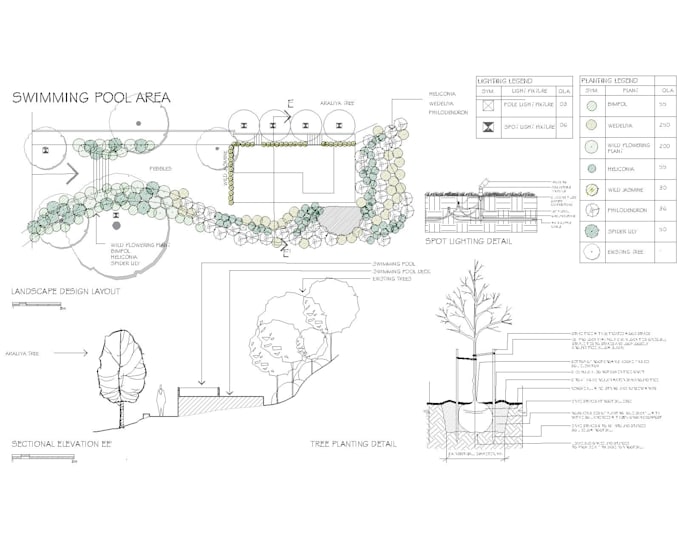 Gig Preview - Render 2d landscape architectural plan, planting plan