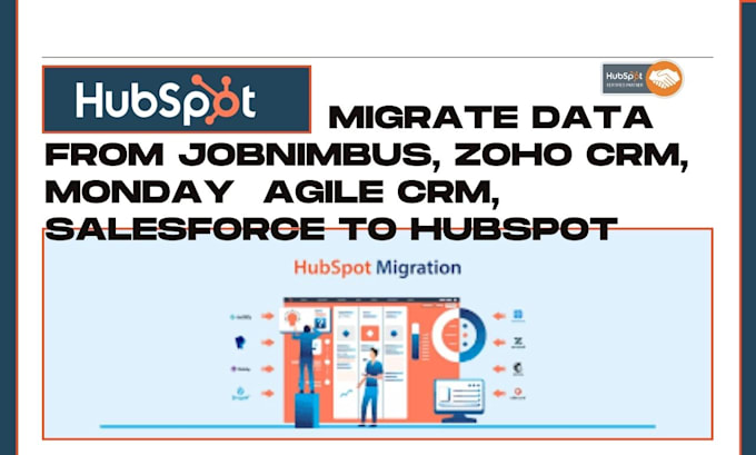 Gig Preview - Migrate data from jobnimbus, zoho CRM, monday  agile CRM, salesforce to hubspot