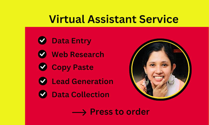 Gig Preview - Be your virtual assistant for any data entry and web research work