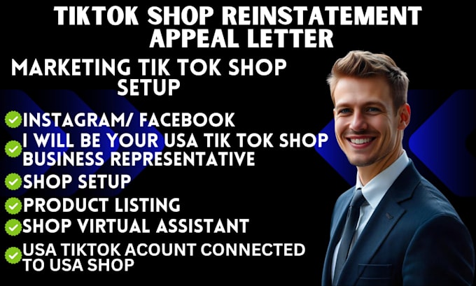 Gig Preview - Setup tiktok shop usa reinstatement digital creator tiktok shop etsy