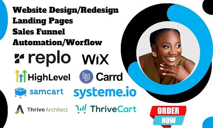 Gig Preview - Design carrd website wix thrivecart gohighlevel landing page design funnelish