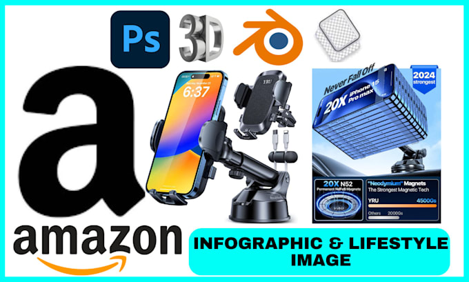 Gig Preview - Do 3d rendering image infographic amazon photography product background remove