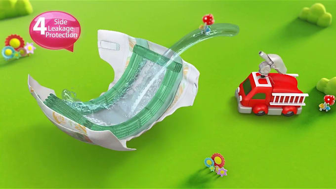 Gig Preview - 3d product animation 3d diaper product animation video 3d diaper product advert