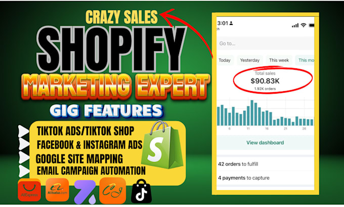 Gig Preview - Boost shopify sales shopify dropshiping ecommerce promotion shopify marketing