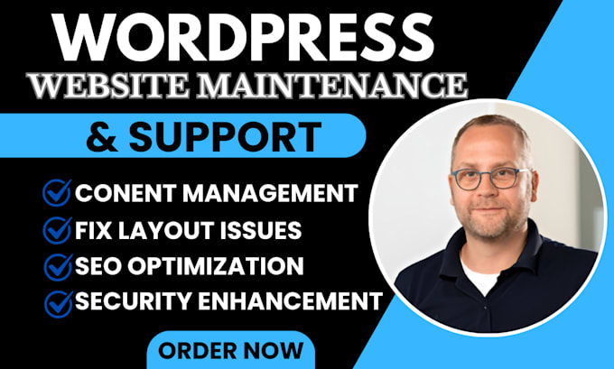 Gig Preview - Do wordpress website maintenance, wordpress support and fix wordpress bugs