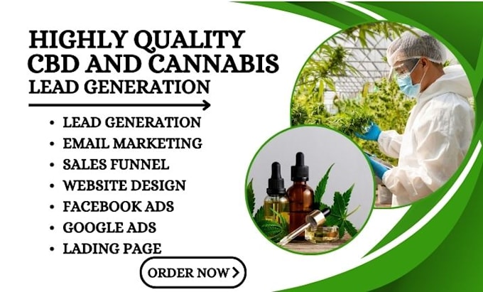 Gig Preview - Generate cannabis cbd leads weed marijuana leads hemp vape medical oil website