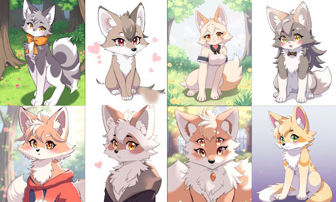 Gig Preview - Draw fursona anime, furry reference sheet, anime fanart, furry art