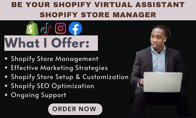 Gig Preview - Be your shopify virtual assistant, shopify store manager, shopify marketing