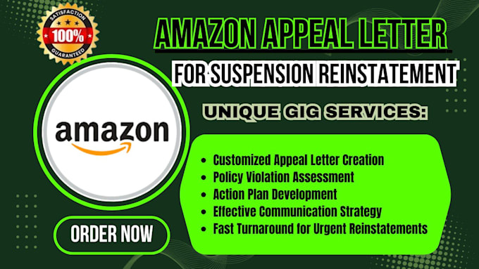 Gig Preview - Write a customized amazon appeal letter for suspension reinstatement