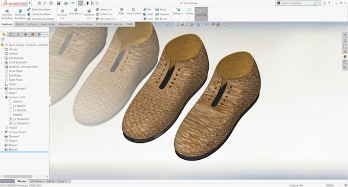 Bestseller - design 3d shoes using solidworks