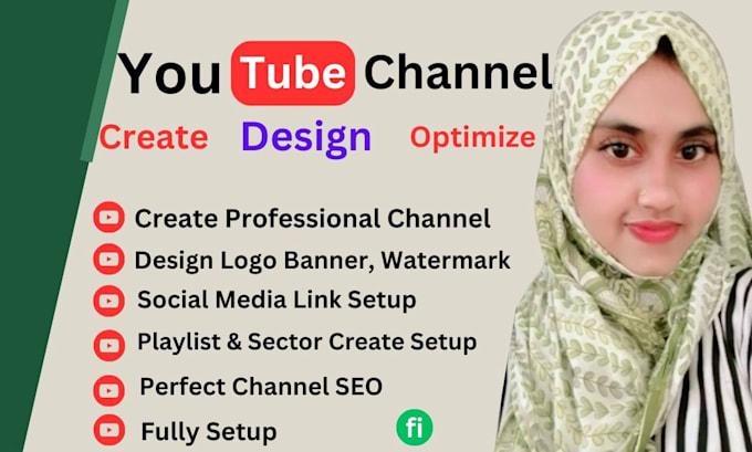 Gig Preview - Create, setup and design youtube channel professionally,