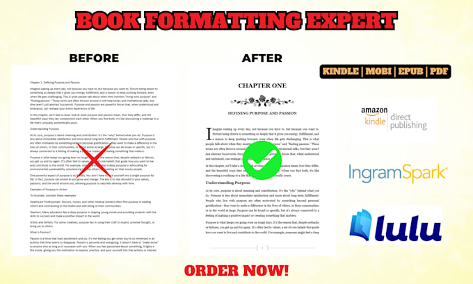 Gig Preview - Do book formatting for amazon kdp, ebook formatting, paperback formatting