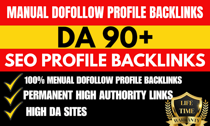 Gig Preview - Build high authority da 90 with 120 SEO profile backlinks