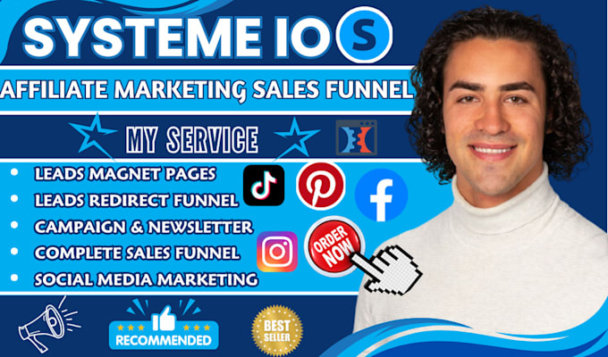 Gig Preview - Do systeme io, clickfunnels sales funnel, affiliate marketing, systeme io funnel