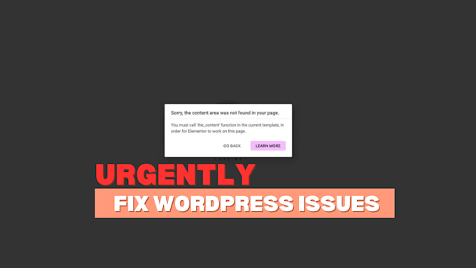 Gig Preview - Urgently fix and solve elementor pro issues for a wordpress